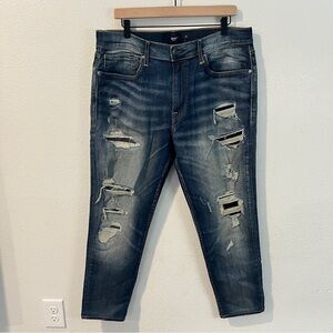 Hudson Jeans Mens‎ Size 36 Zack Skinny Ripped Patch Stretch Denim Jeans Hemmed